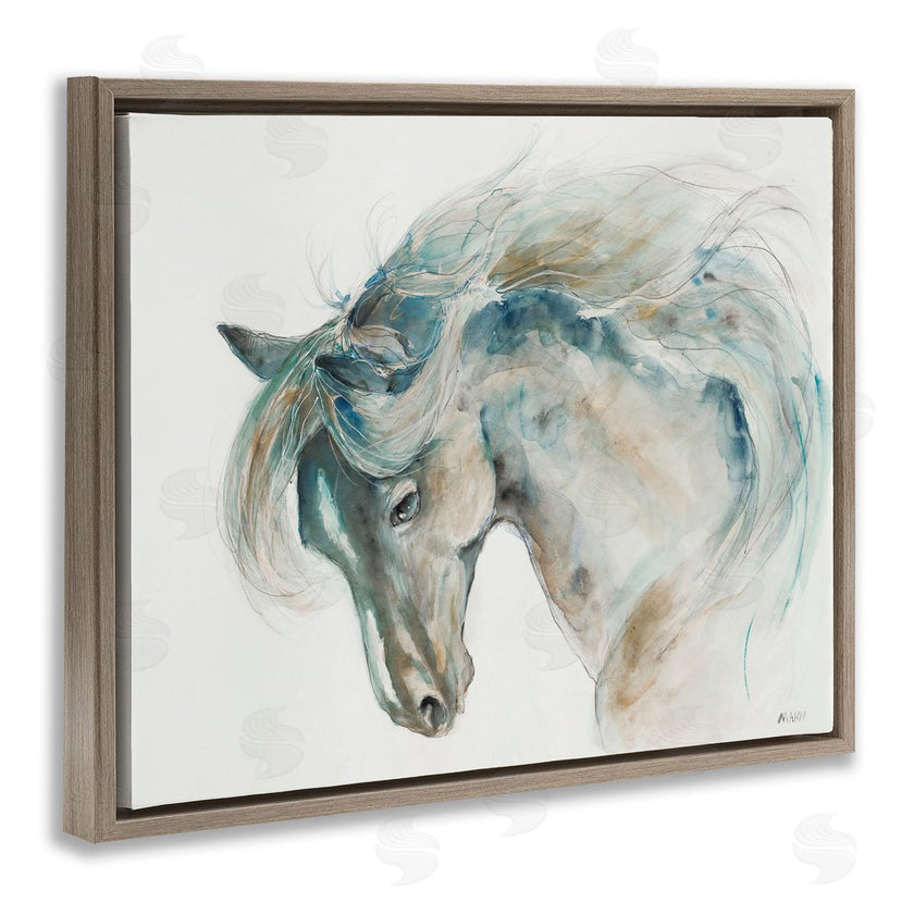 Patti Mann | Watercolor Horse Blue Beige
