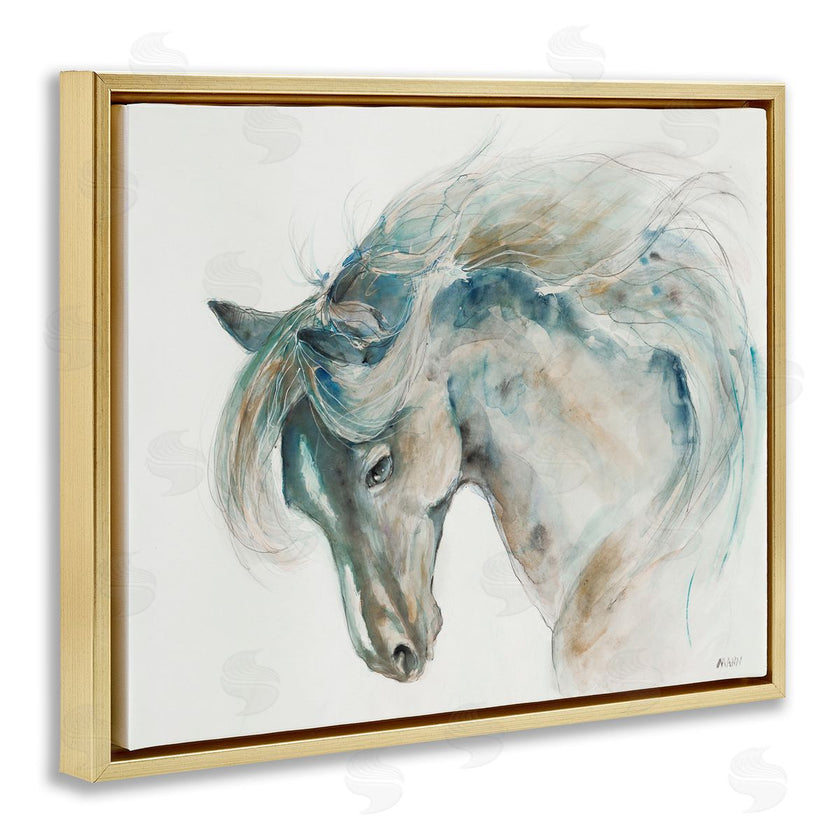 Patti Mann | Watercolor Horse Blue Beige