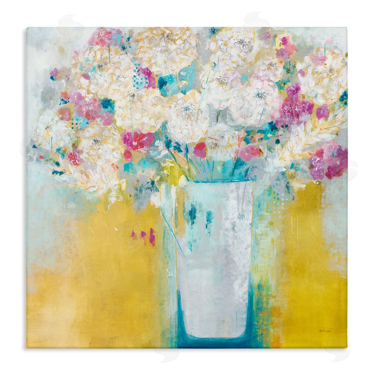 Jill Martin Vibrant Carnations Yellow Abstract Florals Canvas Wall Art
