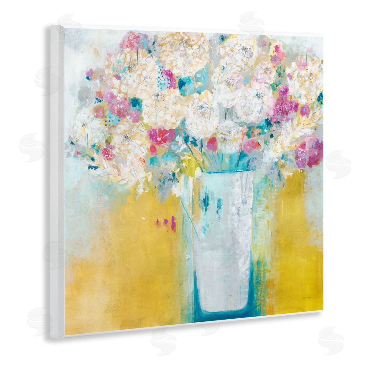 Jill Martin Vibrant Carnations Yellow Abstract Florals Wall Plaque Art