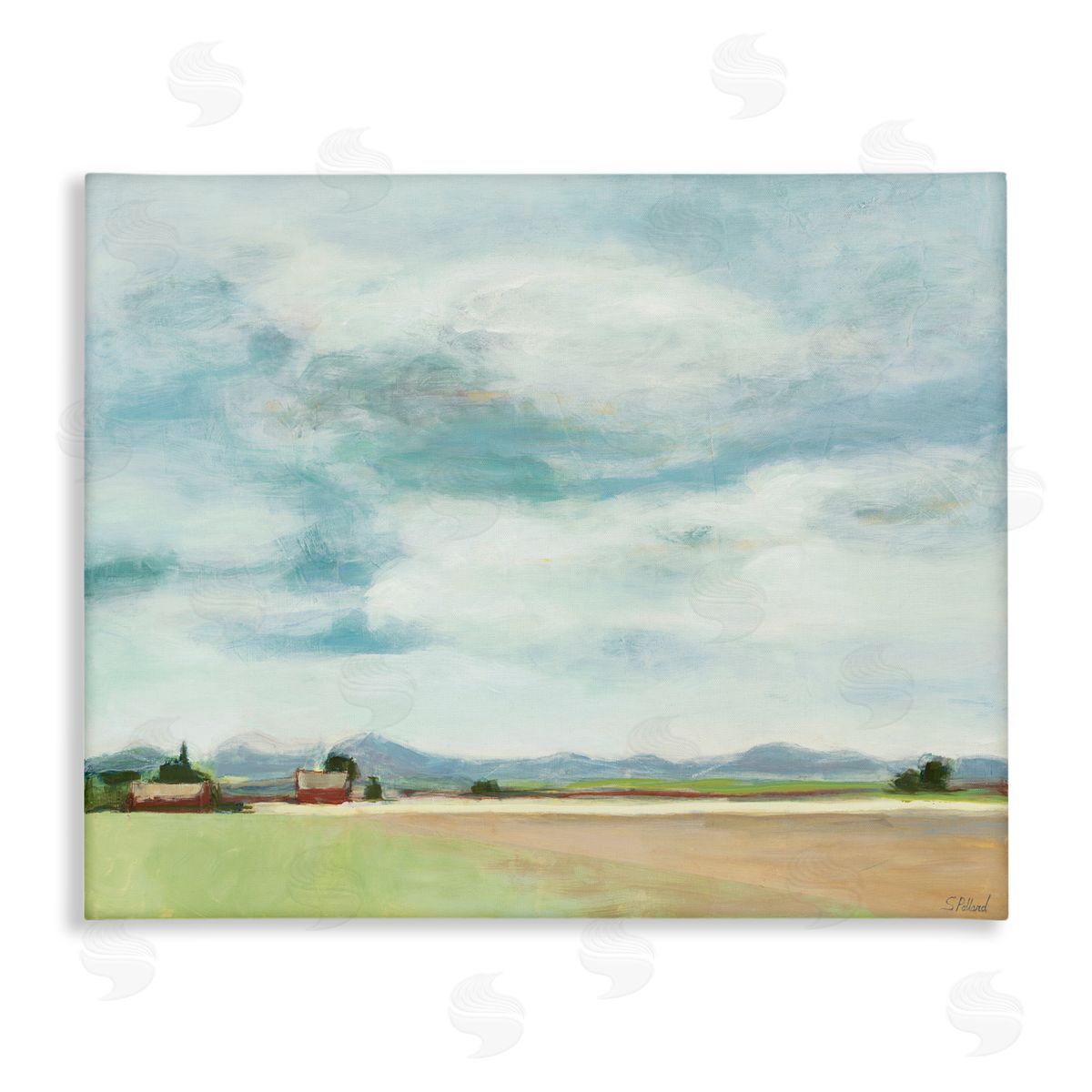 Stacey Pollard Red Barn Landscape Blue Sky Canvas Wall Art