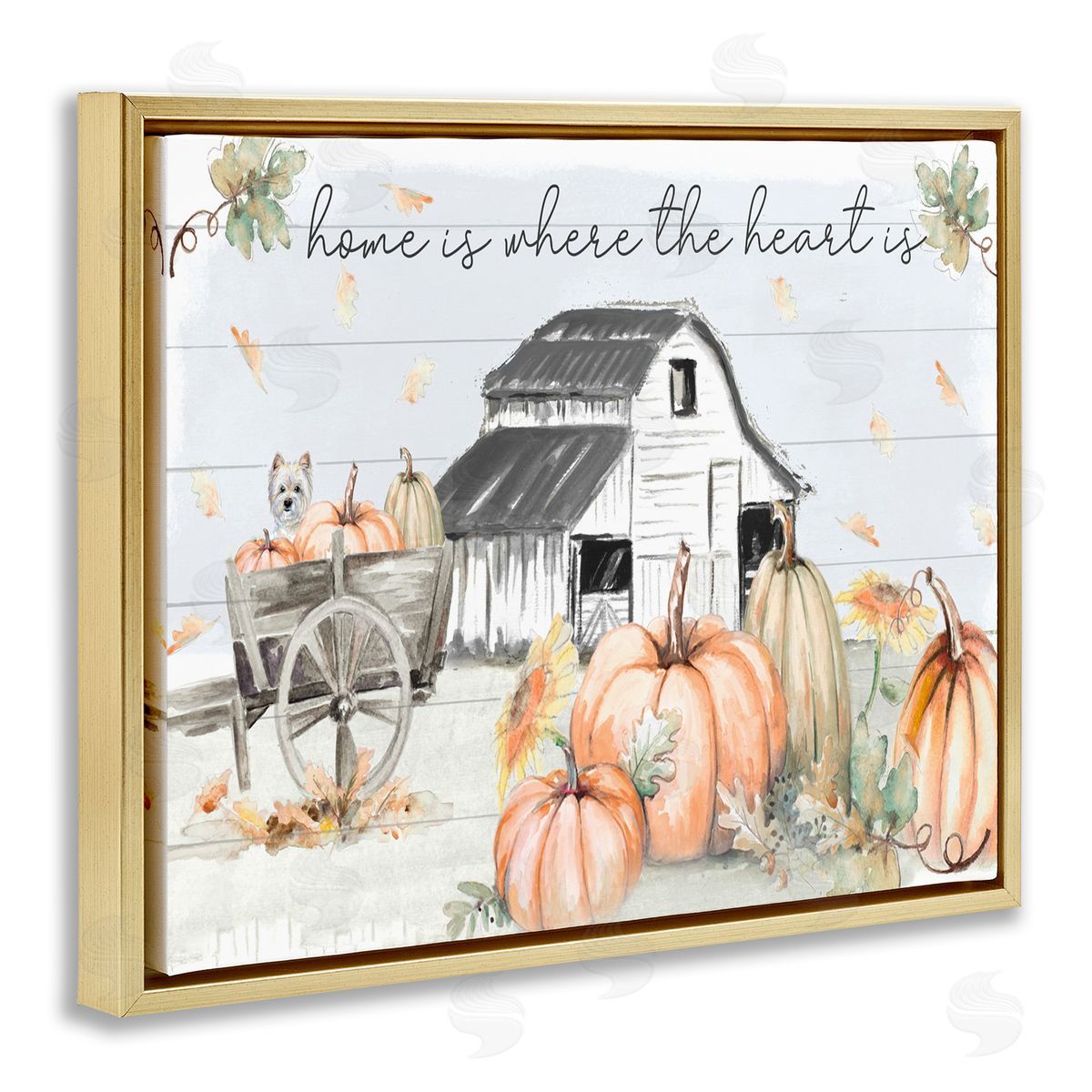 Patricia Pinto Autumn Harvest Home and Heart Gold Floater Frame Canvas Art