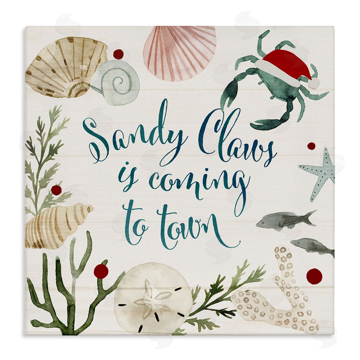 Santa Claus Nautical Holiday Pun Canvas Wall Art, Home Decor by Victoria Barnes