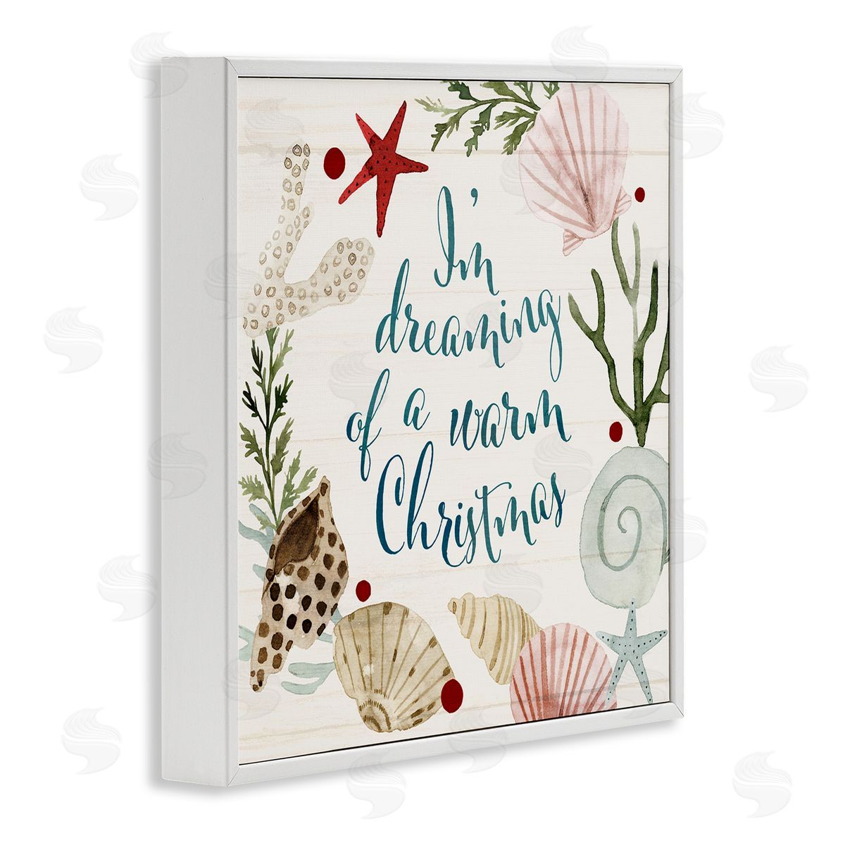 Dreaming of Warm Christmas Phrase White Frame Print Wall Art, Home Decor by Victoria Barnes