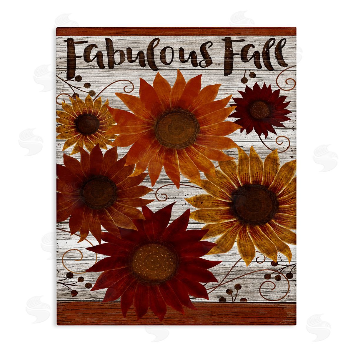 Beth Albert Fabulous Fall Rustic Sunflowers Canvas Wall Art
