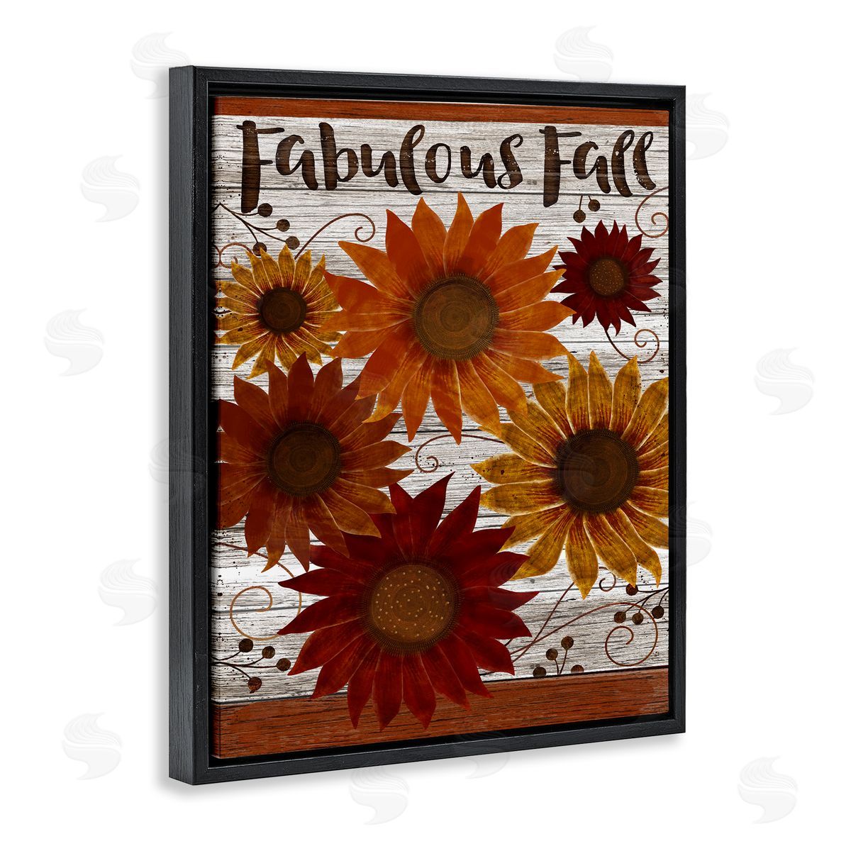 Beth Albert Fabulous Fall Rustic Sunflowers Black Floater Frame Canvas Art