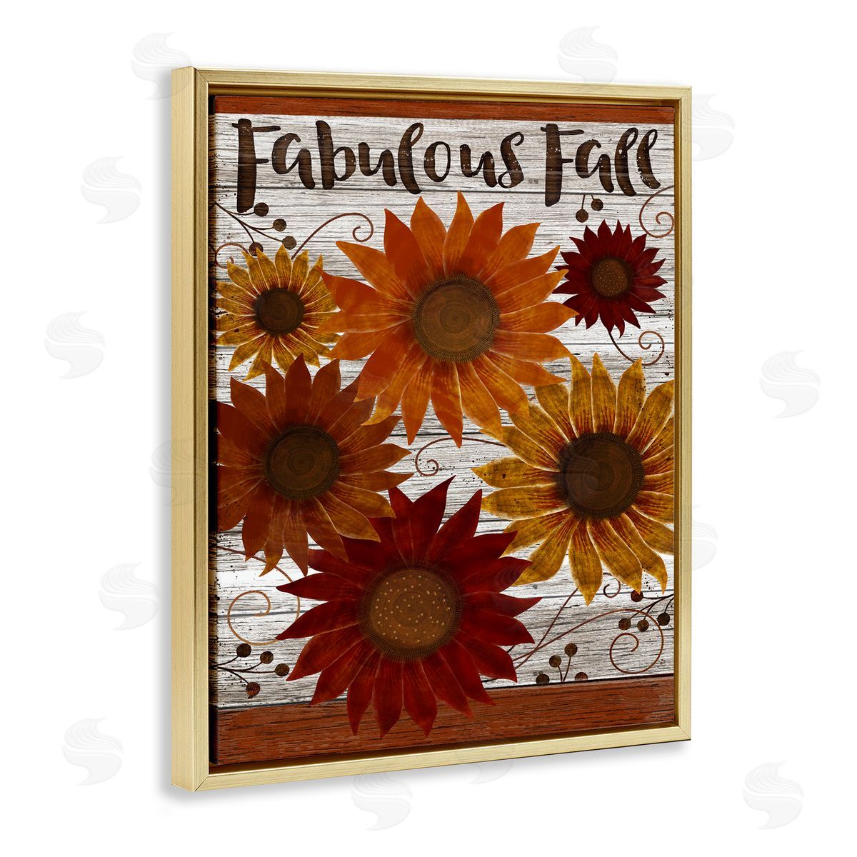 Beth Albert Fabulous Fall Rustic Sunflowers Gold Floater Frame Canvas Art