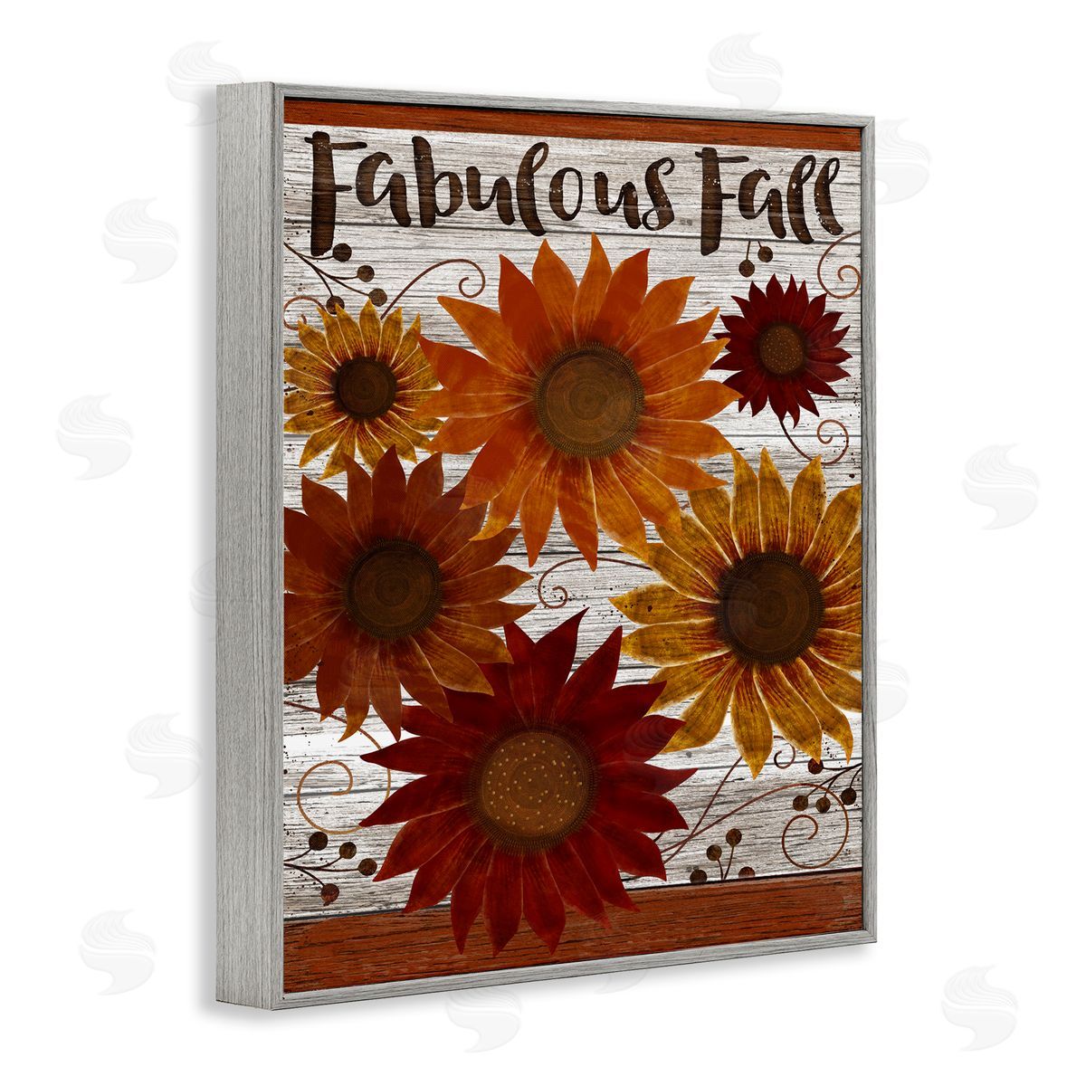 Beth Albert Fabulous Fall Rustic Sunflowers Gray Framed Giclee Wall Art