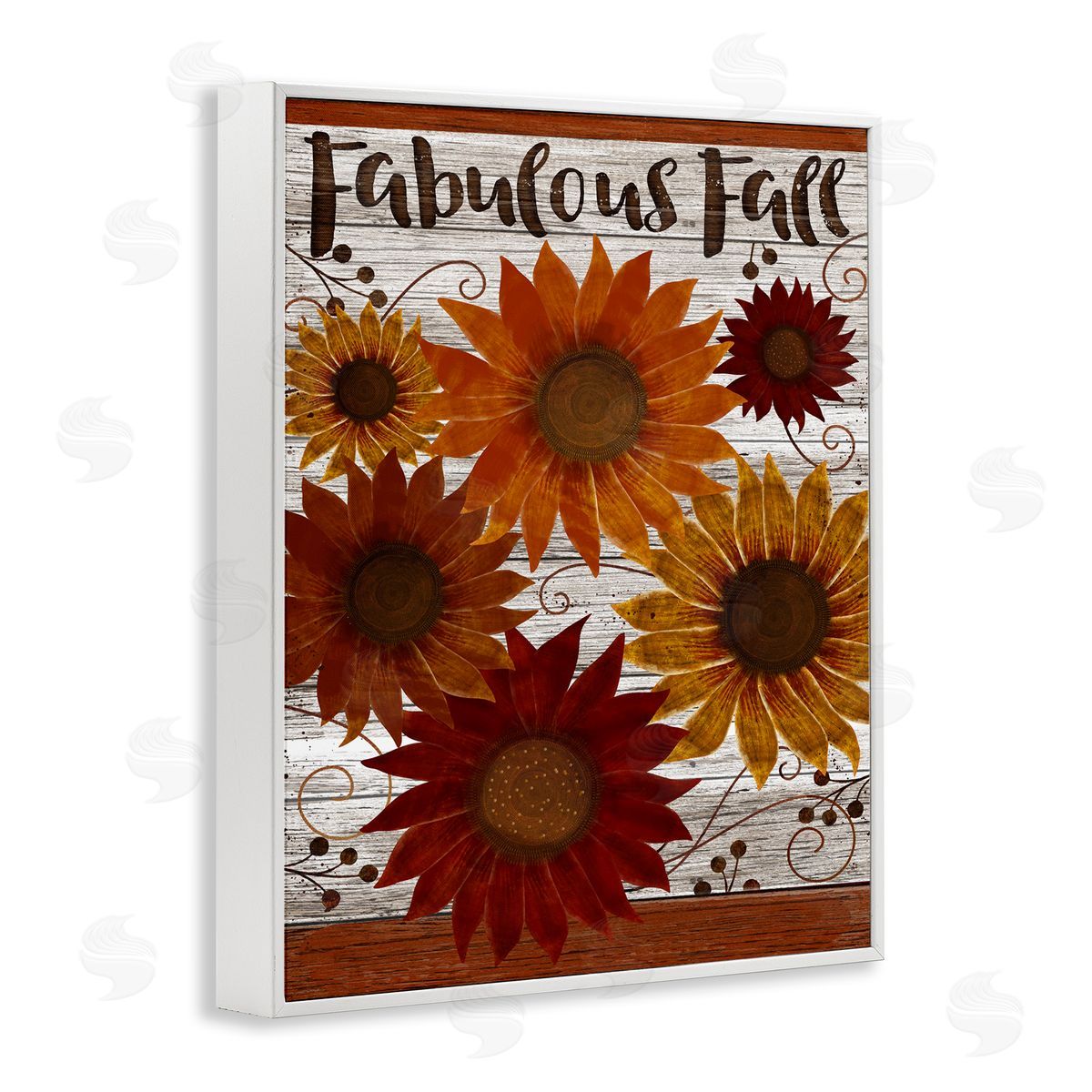 Beth Albert Fabulous Fall Rustic Sunflowers White Framed Giclee Wall Art