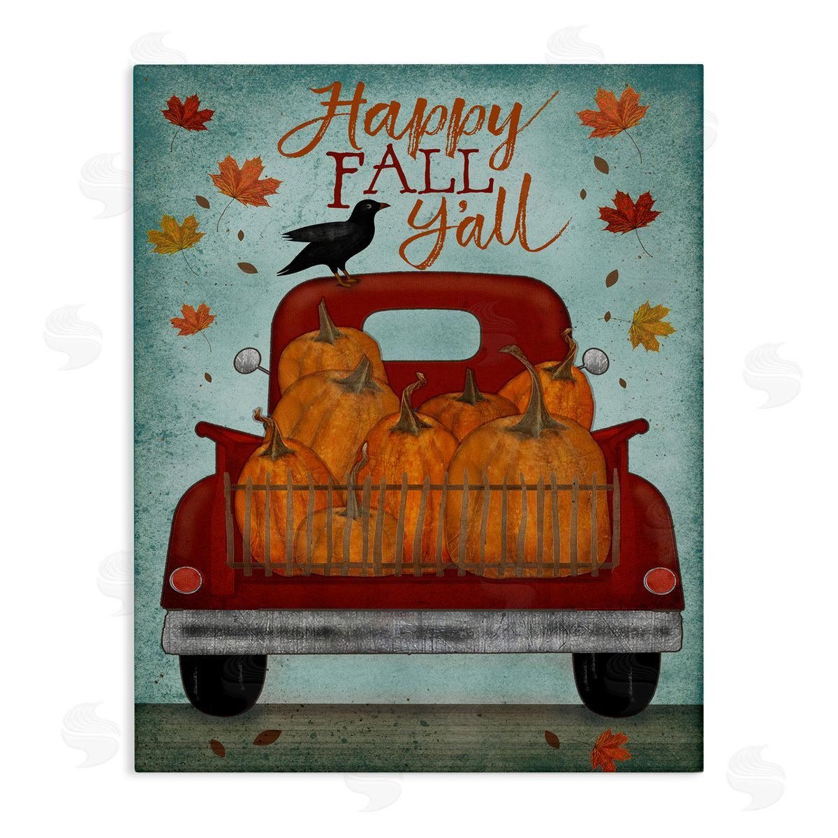 Beth Albert Autumn Harvest Red Truck Canvas Wall Art