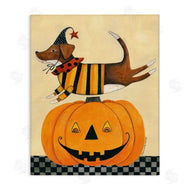 Bernadette Deming | Vintage Carved Pumpkin Dog Illustration