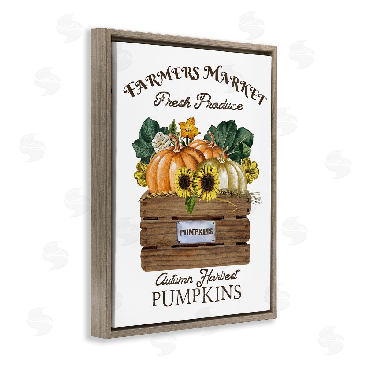 Deborah Brown Farmers Market Autumn Harvest Pumpkin Brown Floater Frame Canvas Art