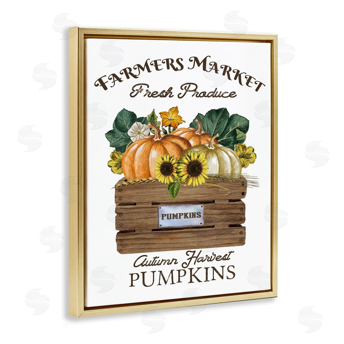 Deborah Brown Farmers Market Autumn Harvest Pumpkin Gold Floater Frame Canvas Art