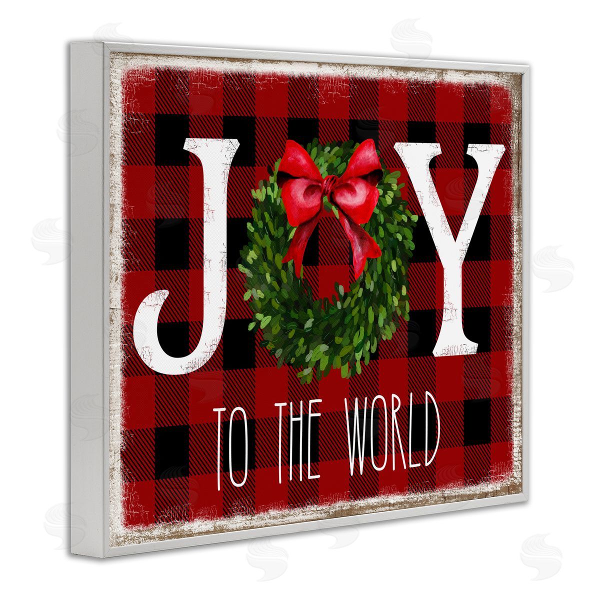 Charming Christmas Buffalo Plaid White Frame Print Wall Art, Home Decor by Deborah Brown