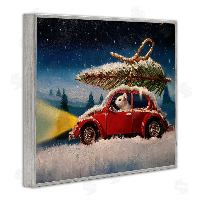 Lucia Heffernan | Mouse Driving Snow Holiday Tree