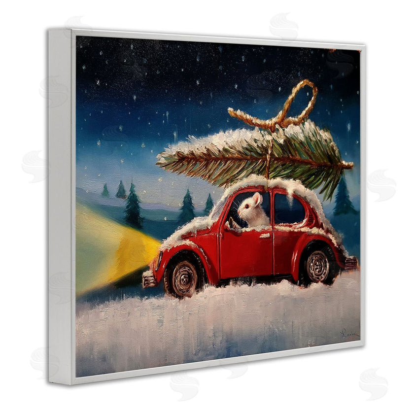 Lucia Heffernan | Mouse Driving Snow Holiday Tree