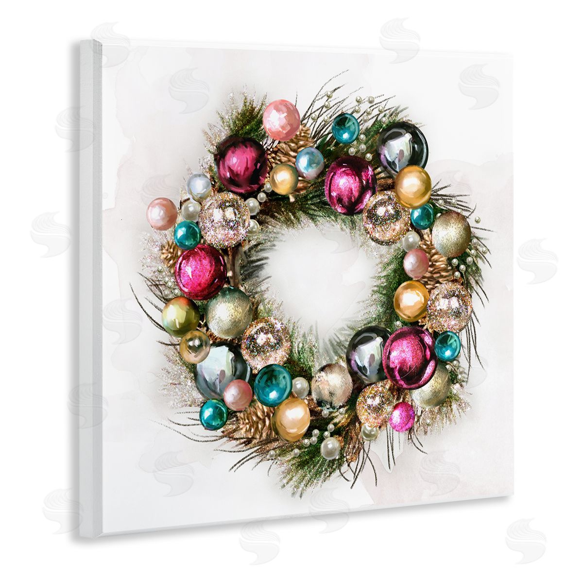 Festive Ornamental Wreath Wood Plaque Wall Art, Home Decor by Ziwei Li
