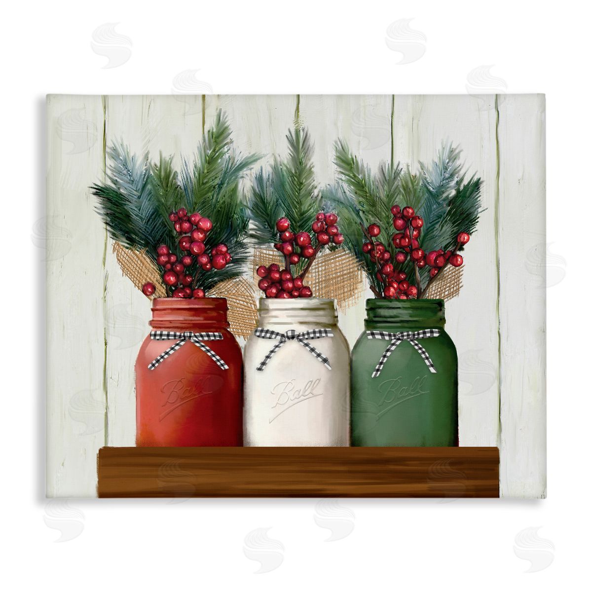 Festive Holiday Jars Canvas Wall Art, Home Decor by Ziwei Li