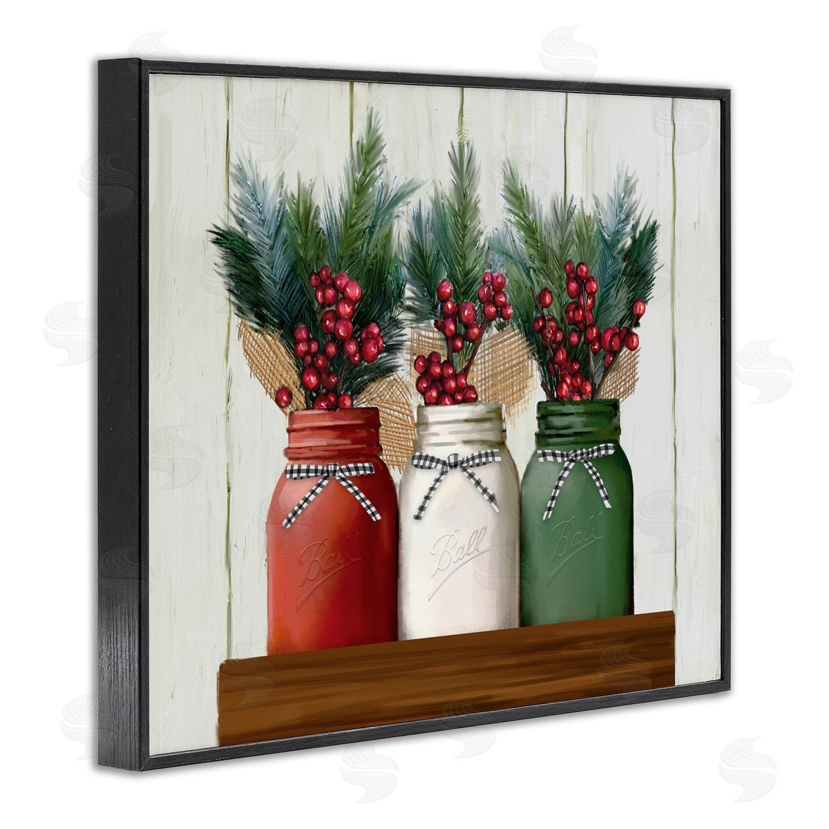 Festive Holiday Jars Black Frame Print Wall Art, Home Decor by Ziwei Li