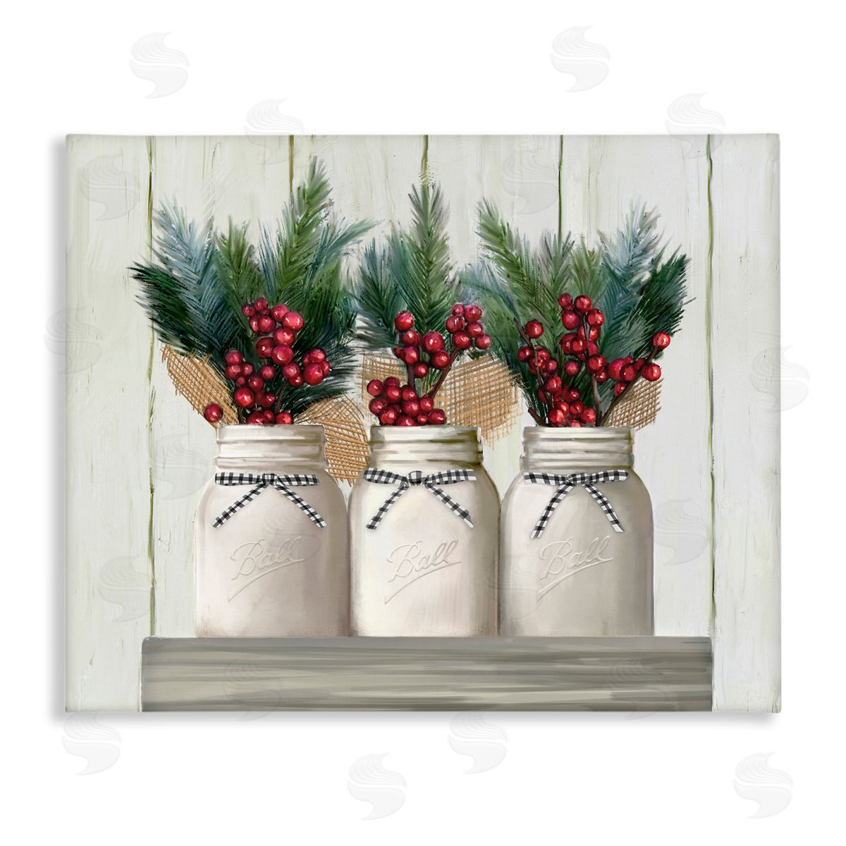 Christmas Berry Bouquets Canvas Wall Art, Home Decor by Ziwei Li