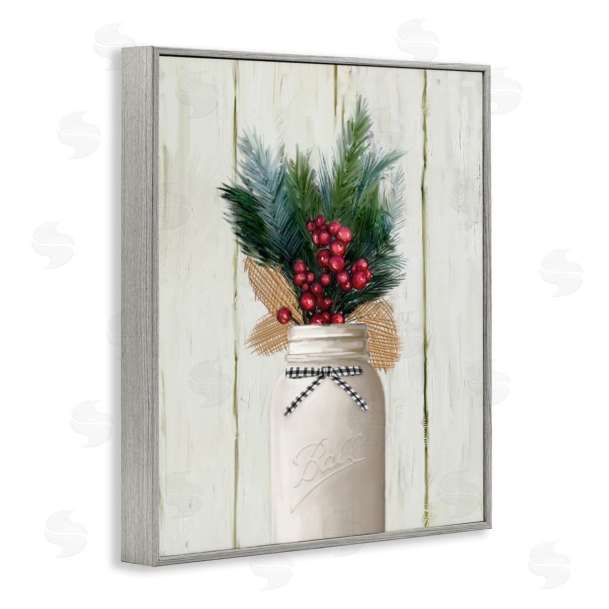Ziwei Li Country Christmas Holiday Jar Gray Framed Giclee Wall Art