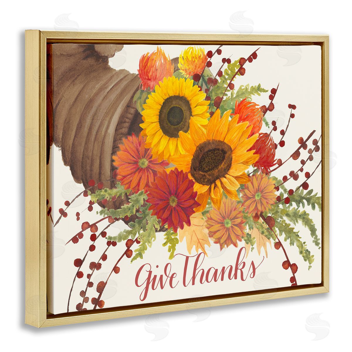 Grace Popp Give Thanks Autumn Cornucopia Gold Floater Frame Canvas Art