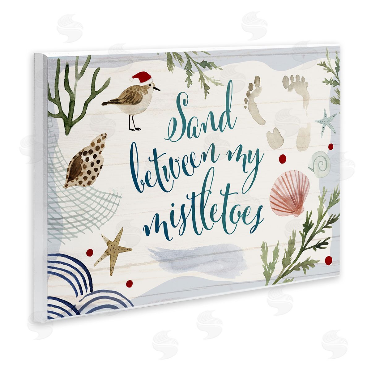 Victoria Barnes Sand Between Mistletoes Nautical Christmas Wall Plaque Art