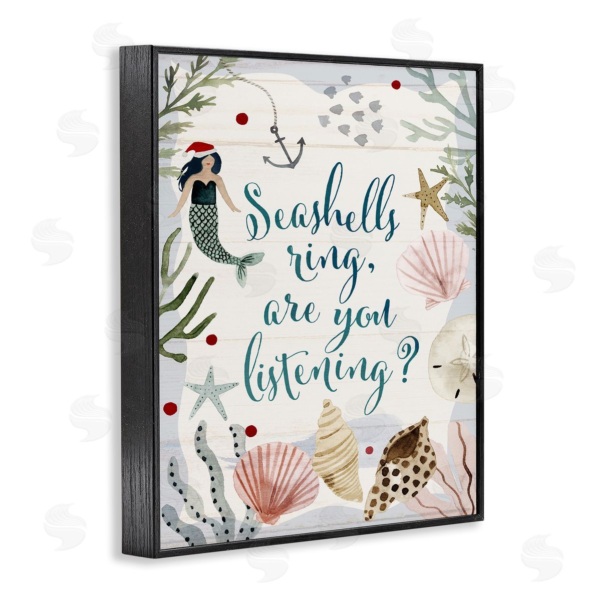 Nautical Christmas Song Pun Black Frame Print Wall Art, Home Decor by Victoria Barnes