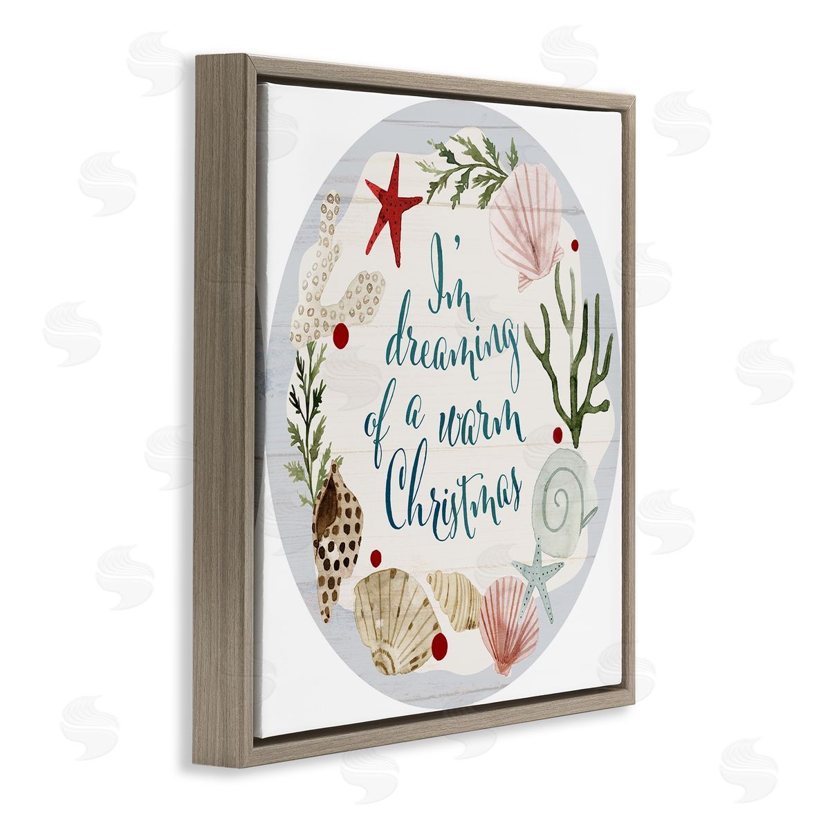 Victoria Barnes Warm Christmas Nautical Holiday Brown Floater Frame Canvas Art
