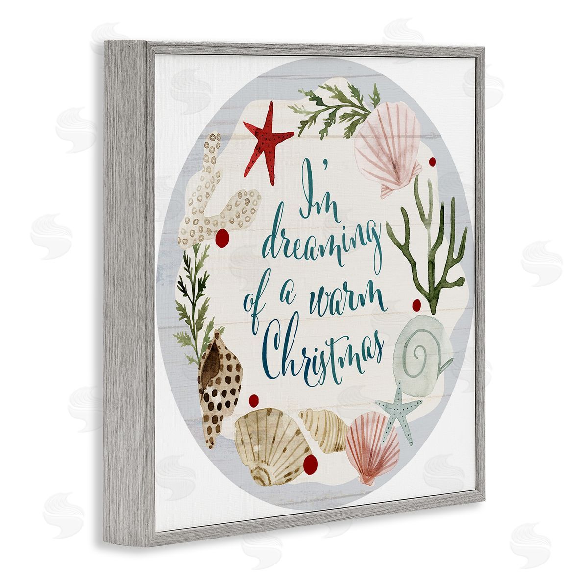 Victoria Barnes Warm Christmas Nautical Holiday Gray Framed Giclee Wall Art