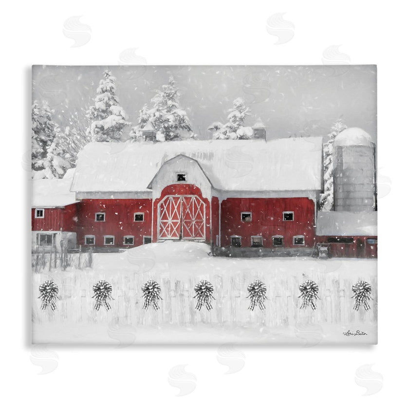 Lori Deiter | Red Barn Winter Scene Snowfall