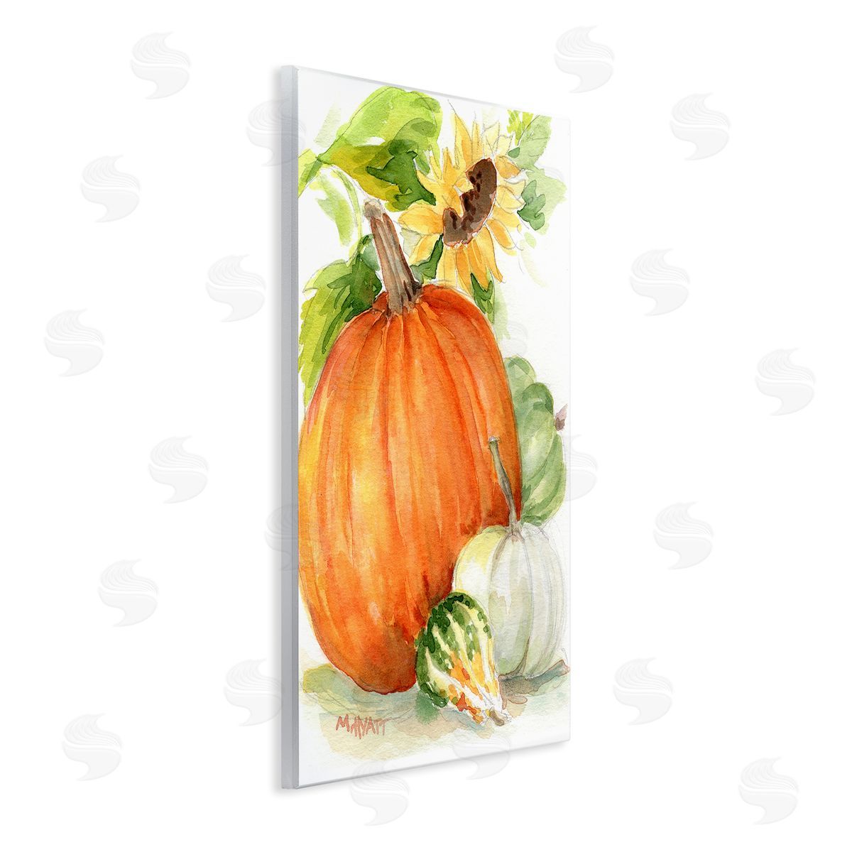 Melissa Hyatt Pumpkin Sunflower and Gourd Harvest  Wall Plaque Art