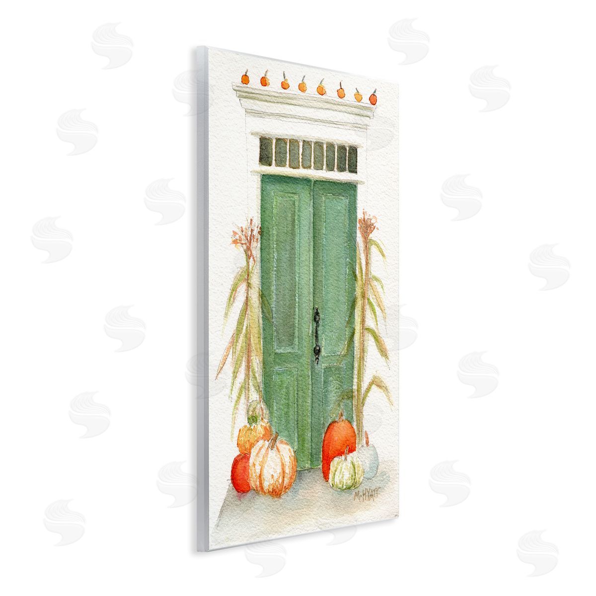 Melissa Hyatt Entryway Door Architecture Autumn Harvest Pumpkins  Wall Plaque Art