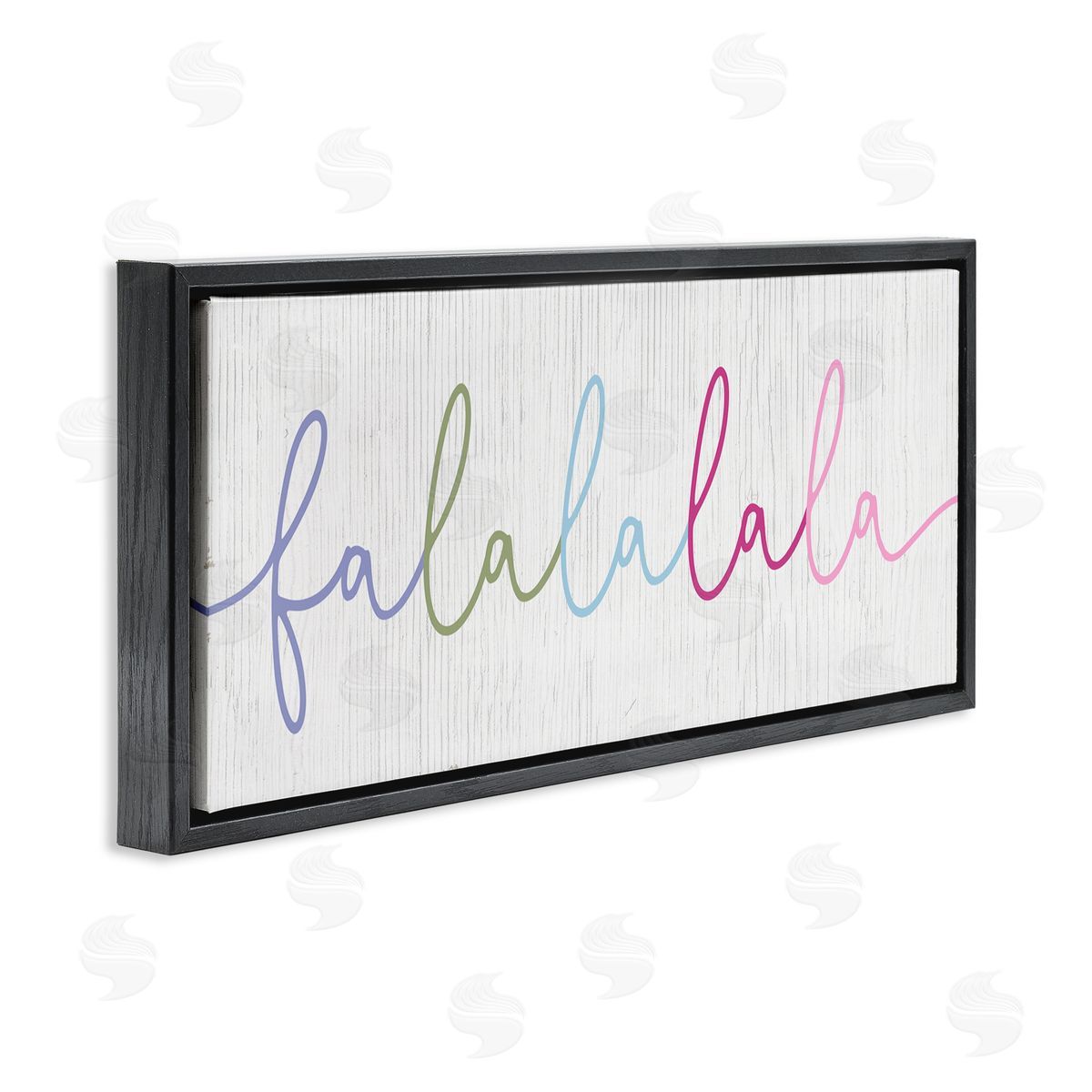 Stupell Studio Falalalala Holiday Cursive Rainbow Text Black Floater Frame Canvas Art