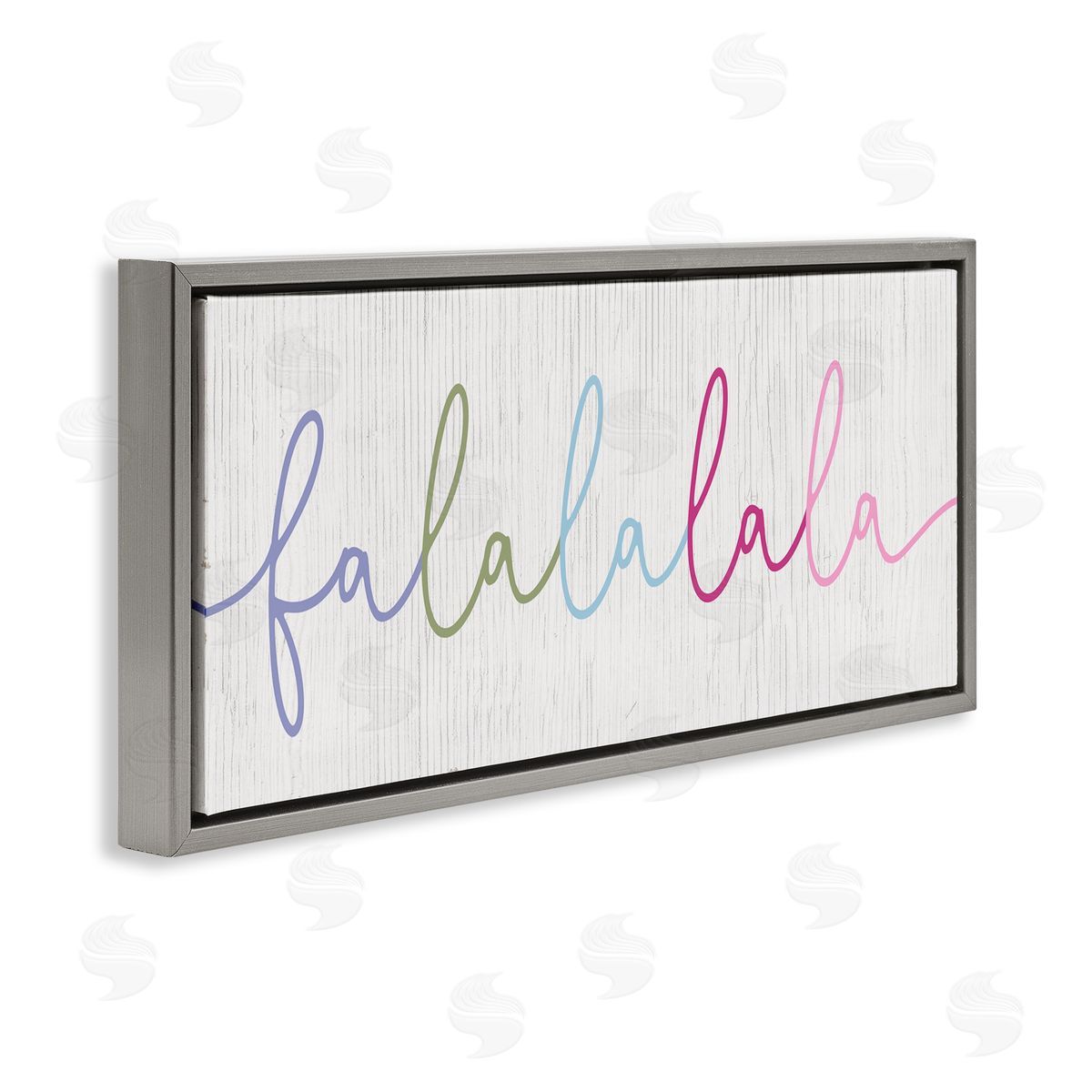 Stupell Studio Falalalala Holiday Cursive Rainbow Text Gray Floater Frame Canvas Art