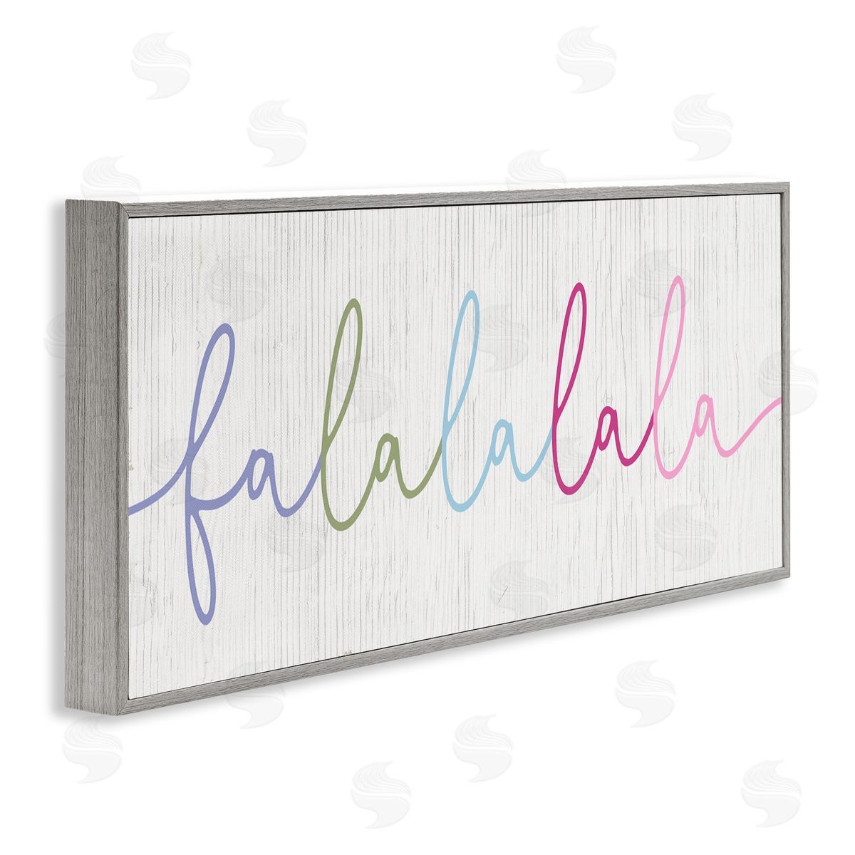 Stupell Studio Falalalala Holiday Cursive Rainbow Text Gray Framed Giclee Wall Art