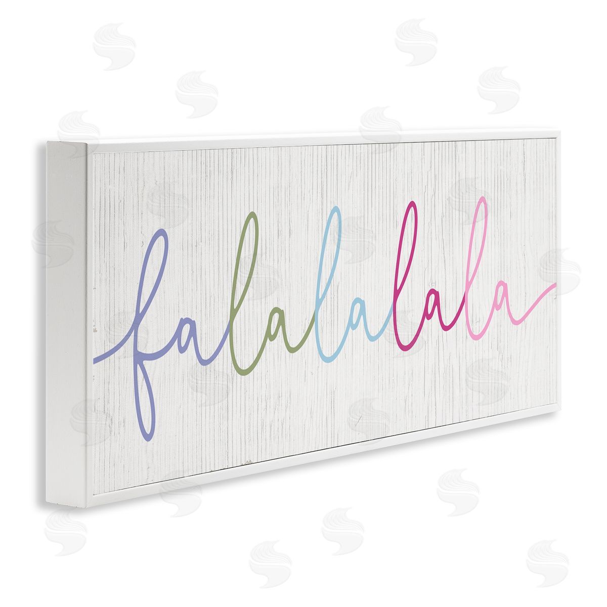 Stupell Studio Falalalala Holiday Cursive Rainbow Text White Framed Giclee Wall Art