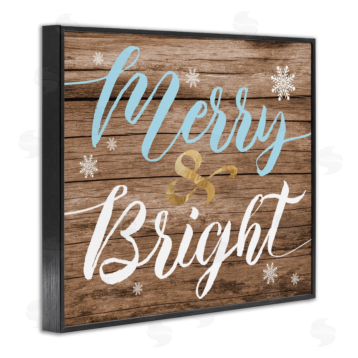 Stupell Studio Rustic Merry and Bright Christmas Black Framed Giclee Wall Art