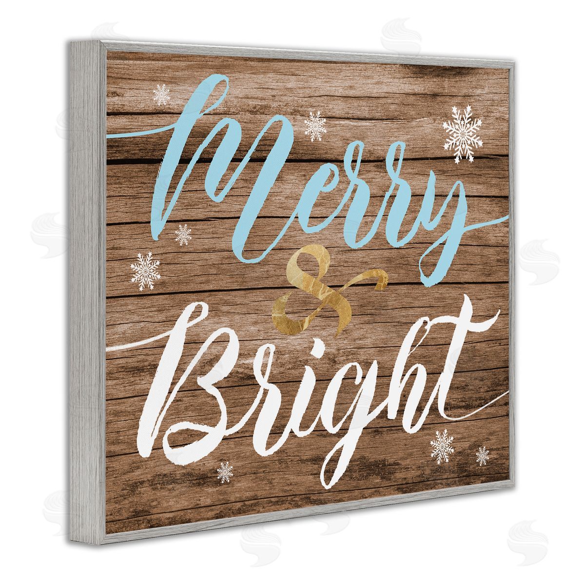Stupell Studio Rustic Merry and Bright Christmas Gray Framed Giclee Wall Art
