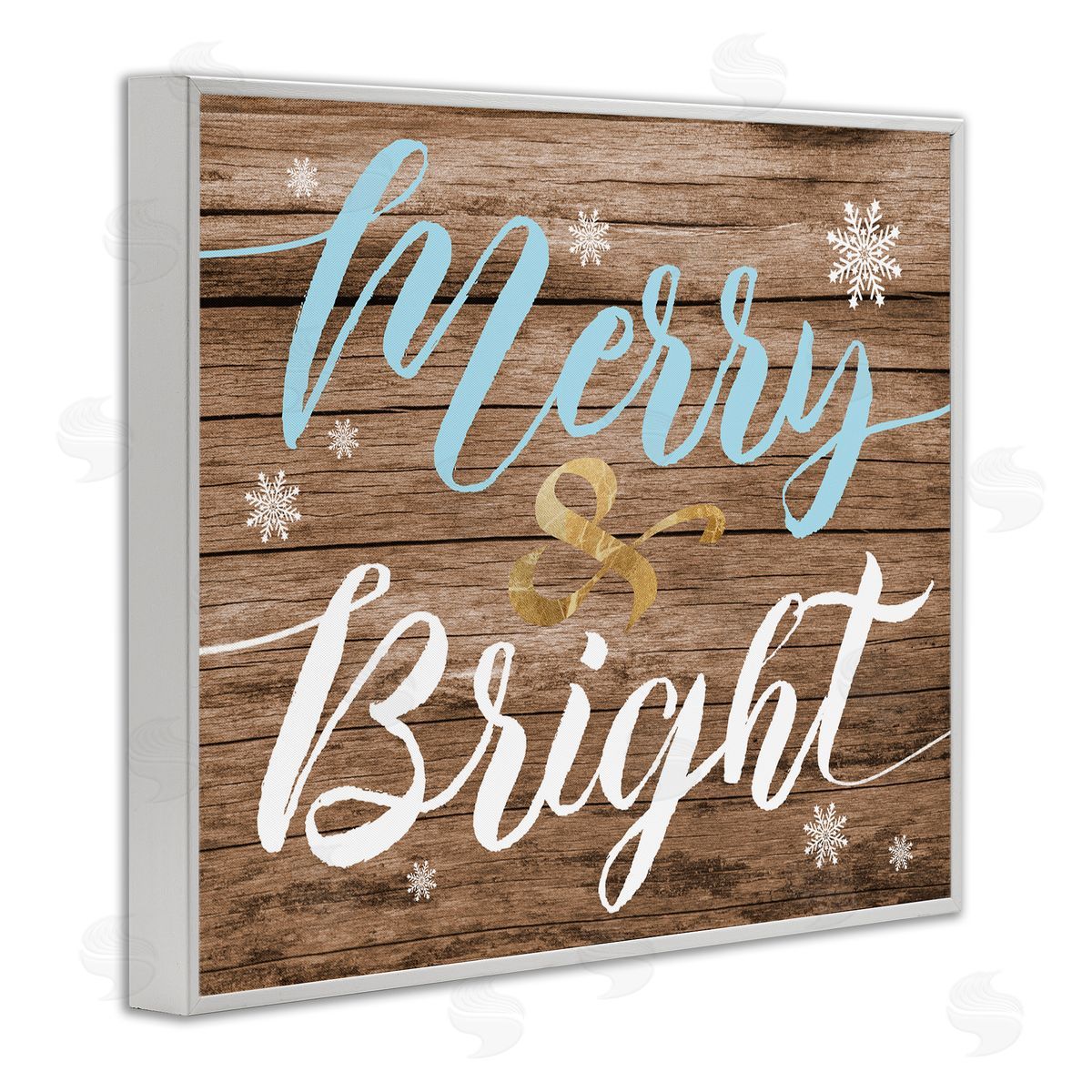 Stupell Studio Rustic Merry and Bright Christmas White Framed Giclee Wall Art
