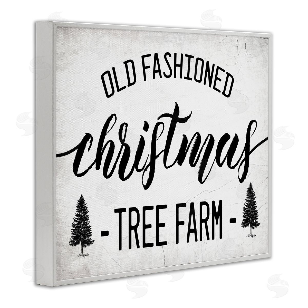 Stupell Studio Rustic Minimal Christmas Tree Farm White Framed Giclee Wall Art