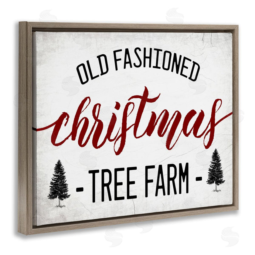 Stupell Studio | Red Christmas Rustic Tree Farm