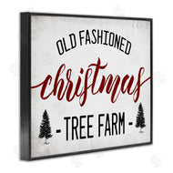 Stupell Studio | Red Christmas Rustic Tree Farm