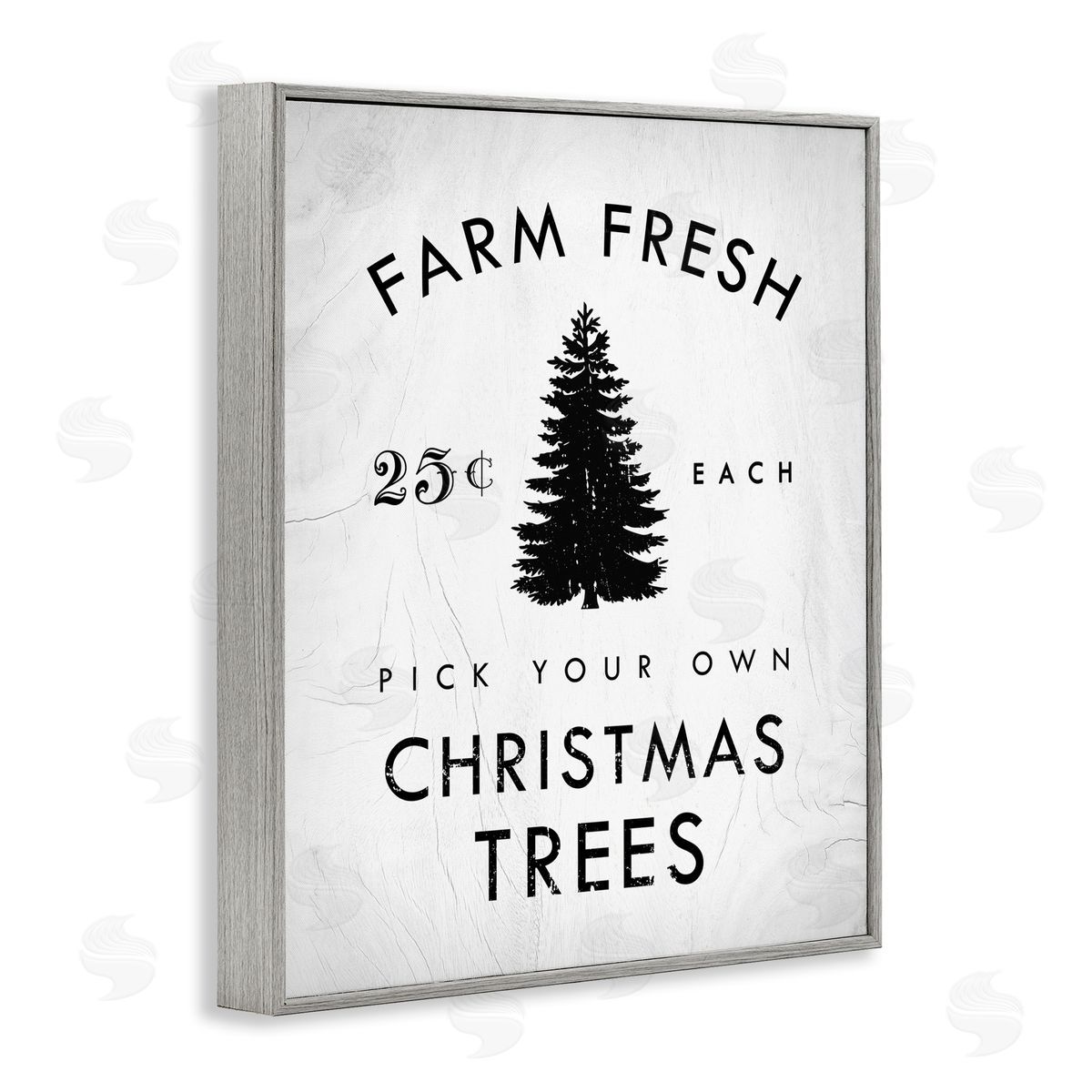 Stupell Studio Vintage Christmas Tree Farm Sign Gray Framed Giclee Wall Art