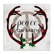 Stupell Studio | Rustic Peace on Earth Holiday Plaid Antlers