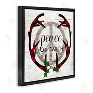 Stupell Studio | Rustic Peace on Earth Holiday Plaid Antlers