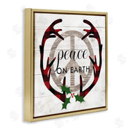 Stupell Studio | Rustic Peace on Earth Holiday Plaid Antlers