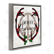 Stupell Studio | Rustic Peace on Earth Holiday Plaid Antlers