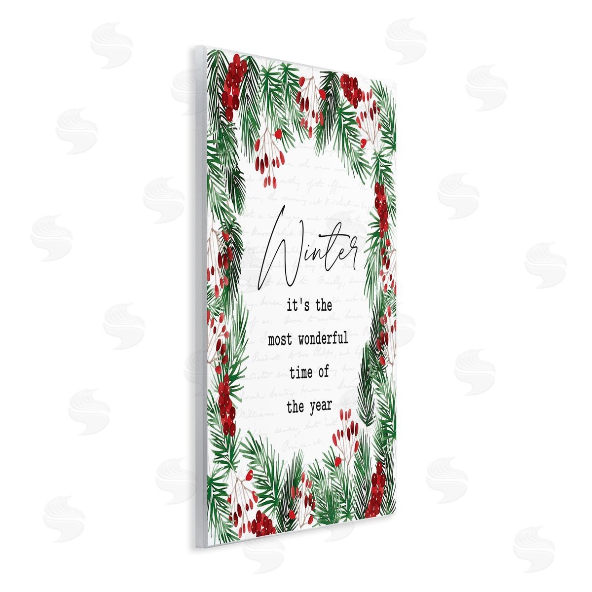 Lettered and Lined Most Wonderful Time Winter Wreath Wall Plaque Art