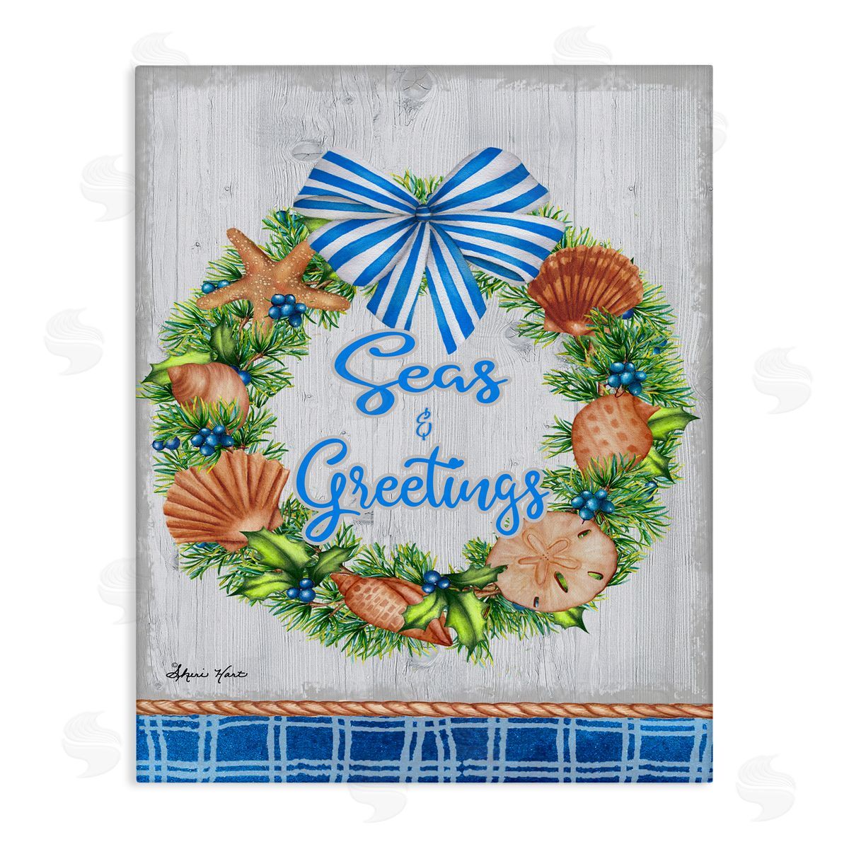 Sheri Hart Seas and Greetings Nautical Wreath Canvas Wall Art